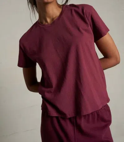 Perfectwhitetee Harley Cotton Boxy Crewneck Tee In Dark Burgundy