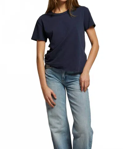 Perfectwhitetee Harley Cotton Boxy Crewneck Tee In Navy In Blue