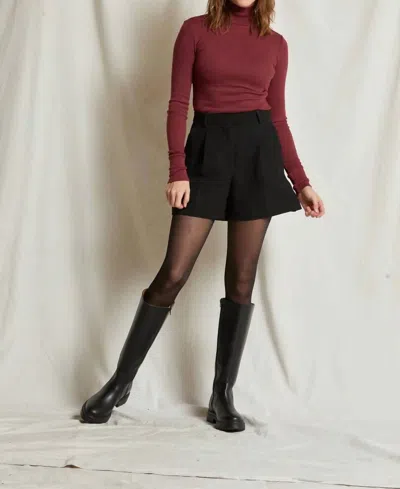 Perfectwhitetee Hayden Cotton Rib Modal Turtleneck In Cranberry
