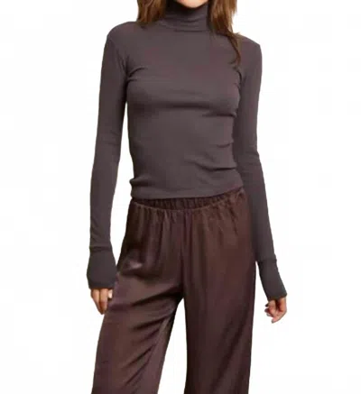 Perfectwhitetee Hayden Luxe Rib Turtlneck Tee In Cocoa In Brown