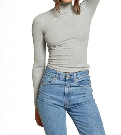 Perfectwhitetee Hayden Turtleneck Top In Heather Grey