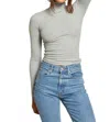 Perfectwhitetee Hayden Turtleneck Top In Heather Grey In Grey