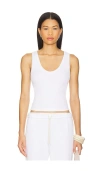 Perfectwhitetee Hazel Waffle Tank Top In White