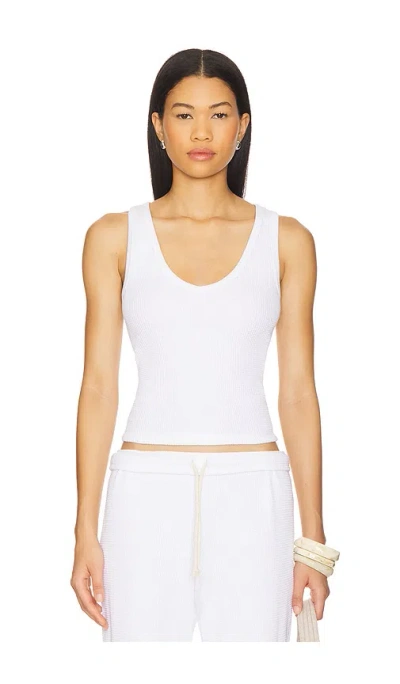 Perfectwhitetee Hazel Waffle Tank Top In White