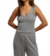 Perfectwhitetee Hazel Waffle V-neck Top In Heather Grey In Gray