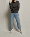 PERFECTWHITETEE HEART FLEECE PULLOVER HOODIE TOP IN VINTAGE BLACK