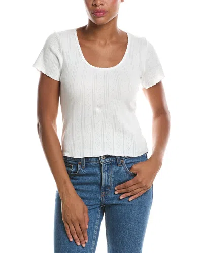 Perfectwhitetee Helena Pointelle Crop T-shirt In Pattern