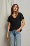 Perfectwhitetee Hendrix Basic V Neck Tee In True Black In Black