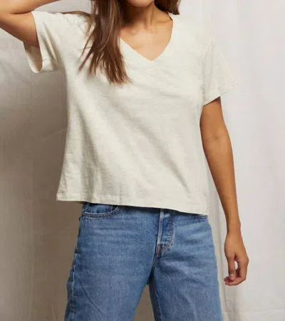 Perfectwhitetee Hendrix Boxy V Neck Tee In Oatmeal In White