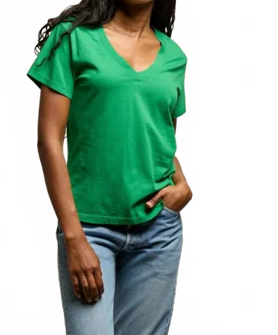 Perfectwhitetee Hendrix Boxy V-neck Tee In Grass In Green