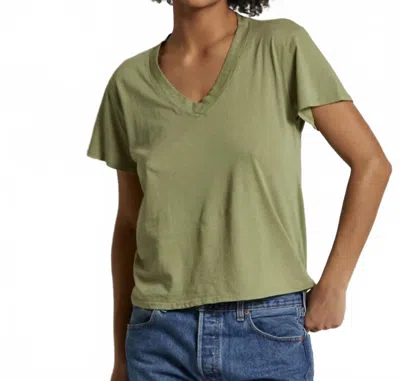 Perfectwhitetee Hendrix Boxy V-neck Tee In Oil Green