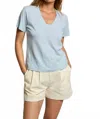 Perfectwhitetee Hendrix Short Sleeve Boxy V-neck Tee In Powder Blue In Blue