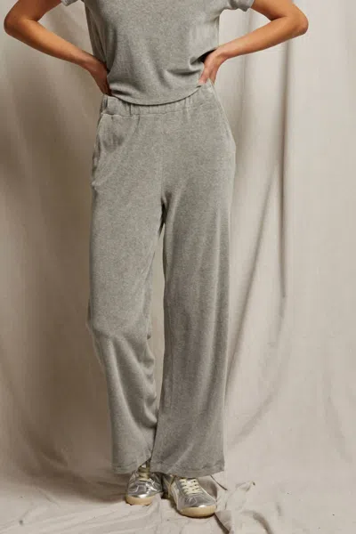 Perfectwhitetee Holly Velour Wide Leg Pant In Heather Grey