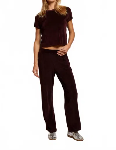 Perfectwhitetee Holly Velour Wide Leg Sweat Pant In Blackberry