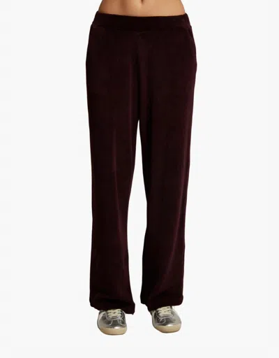 Perfectwhitetee Holly Velour Wide Leg Sweatpants In Blackberry In Red