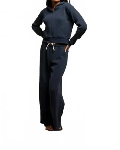 Perfectwhitetee Inez Waffle Relaxed Zip-up Cropped Hoodie In Navy In Blue