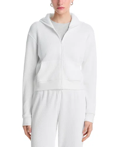 Perfectwhitetee Inez Waffle Zip Hoodie In White
