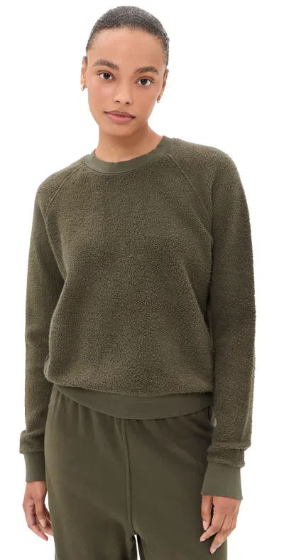 Perfectwhitetee Inside Out Fleece Shrunken Sweatshirt Dark Olive In Green
