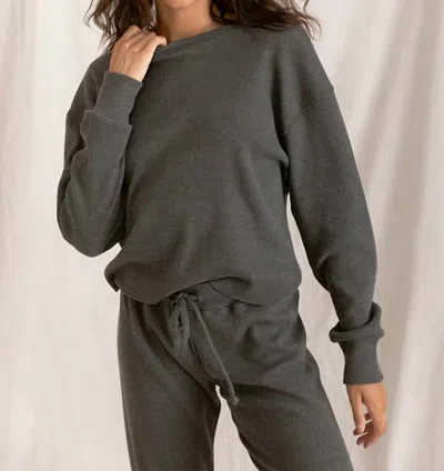 Perfectwhitetee Isla Cozy Ribbed Pullover In Charcoal In Gray