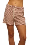 Perfectwhitetee Jace Loop Terry Stripe Short In Poppy/chocolate In Neutral