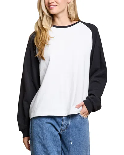 Perfectwhitetee Jacky Cotton Jersey Long Sleeve Crewneck Baseball Tee In White