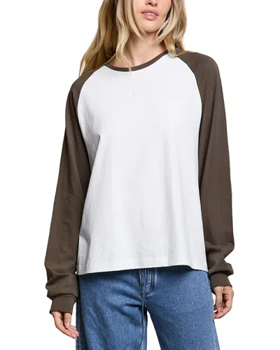 Perfectwhitetee Jacky Cotton Jersey Long Sleeve Crewneck Baseball Tee In White