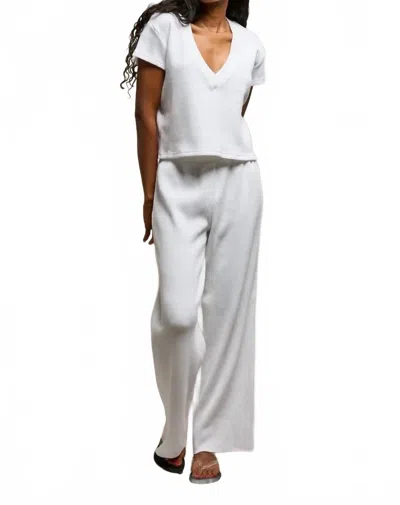 Perfectwhitetee Jada Waffle Long Sleeve Boxy V Neck Tee In White