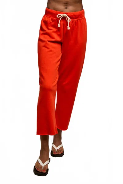 Perfectwhitetee Jamaica Beach Fleece Capri Pant In Tomato In Red
