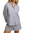 Perfectwhitetee James Poplin Cotton Button Down Shirt In Blue Stripe In Multi