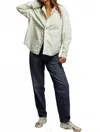 Perfectwhitetee James Button Down Shirt In Pistachio In White