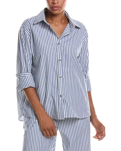 Perfectwhitetee James Poplin Button-up Shirt In Blue