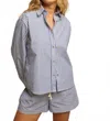 Perfectwhitetee James Poplin Cotton Button Down Shirt In Blue Stripe In Blue
