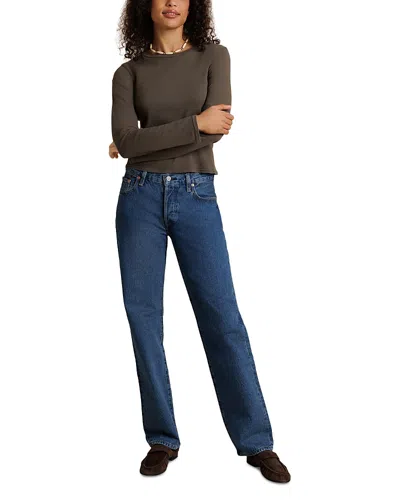 Perfectwhitetee Jamie Cotton Long Sleeve Tee In Brown