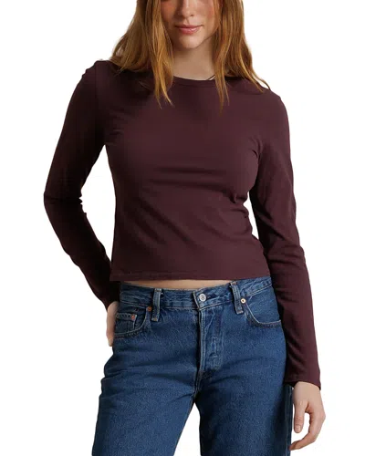Perfectwhitetee Jamie Cotton Long Sleeve Tee In Burgundy