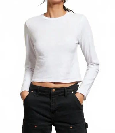 Perfectwhitetee Jamie Recycled Cotton Long Sleeve Crewneck Top In White