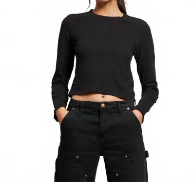Perfectwhitetee Jamie Long Sleeve Crew Top In Black