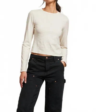 Perfectwhitetee Jamie Long Sleeve Top In Sugar In White