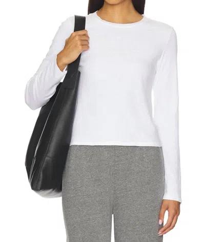 Perfectwhitetee Jamie Recycled Cotton Long Sleeve Crewneck Top In White