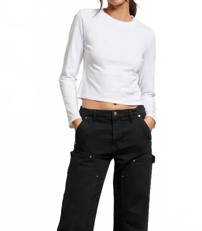 Perfectwhitetee Jamie Recycled Cotton Long Sleeve Crewneck Top In White