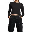 Perfectwhitetee Jamie Recycled Cotton Long Sleeve Tee In True Black In Black