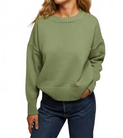 Perfectwhitetee Janet Cotton Crewneck Sweater In Aloe In Green
