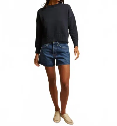 Perfectwhitetee Janet Cotton Sweater In Navy In Black