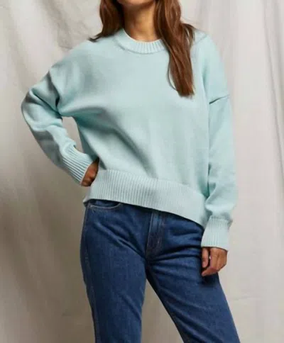 Perfectwhitetee Janet Cotton Crewneck Sweater In Iced Aqua In Green