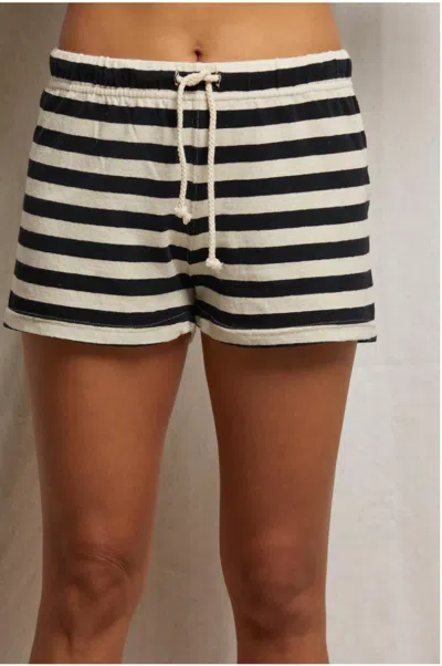 Perfectwhitetee Jesse Recycled Cotton Drawstring Short In Black/white Stripes In Multi