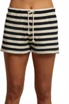 Perfectwhitetee Jesse Drawstring Short In Navy Natural Stripe In Black