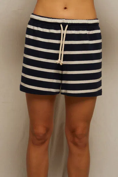 Perfectwhitetee Jesse Shorts In Navy Stripe In Blue
