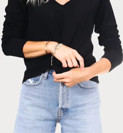Perfectwhitetee Jimi Long Sleeve V Neck Tee In Black