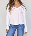 Perfectwhitetee Jimi Long Sleeve V-neck Tee In White In White