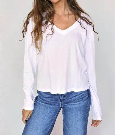 Perfectwhitetee Jimi Long Sleeve V-neck Tee In White