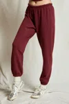 Perfectwhitetee Stevie Fleece Easy Sweatpant In Cranberry In Pink
